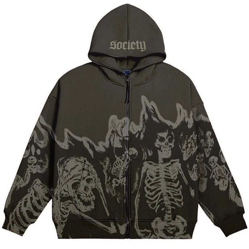 New Y2K hoodie skull coat