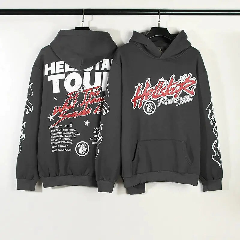 Y2K Streetwear Letter Stars Graffiti Fleece Hoodie