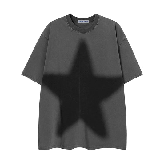 Aelfric Eden Mens Star Graphic Tees Y2k Washed Oversized T Shirts Vintage Streetwear Shirt Casual Tops Grey