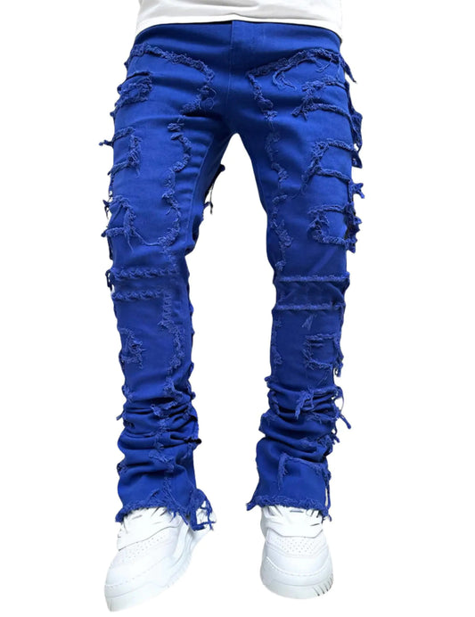 Mens Ripped Jeans Y2k Hip Hop Denim Pants Straight Leg Skinny Slim Fit Biker Jeans